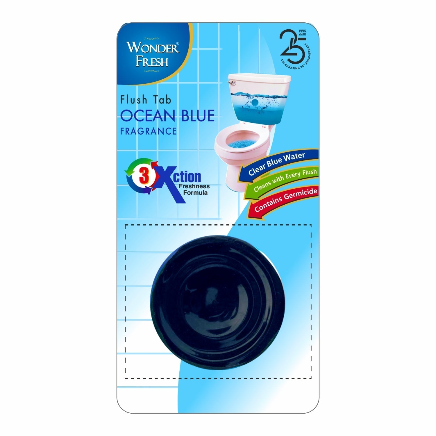 Ocean blue toilet cleaner flush tab in 50 grams for freshening the toilet. Ocean blue toilet cleaner flush tab in 50 grams for freshening the toilet.